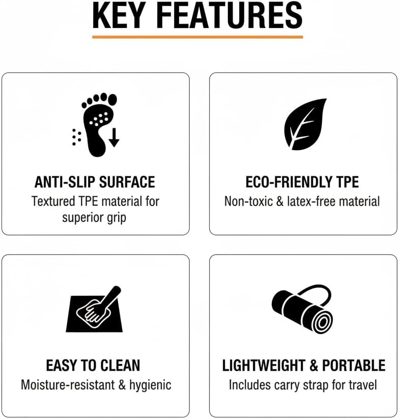 Foldable Yoga Mat | Portable Non-Slip Fitness & Exercise Mat |Travel & Home Workout Mat